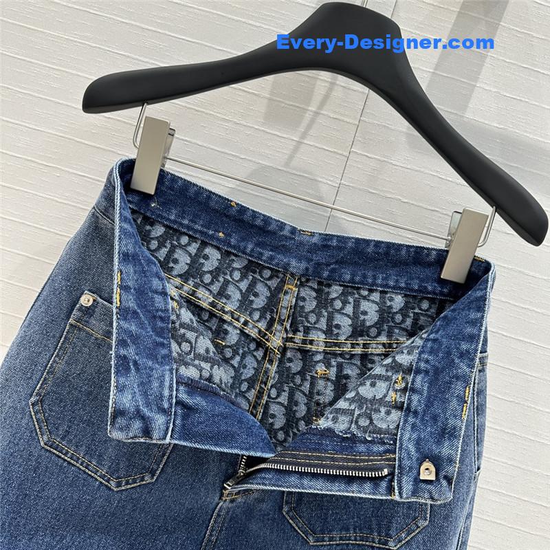 D10r old flower hem denim trousers replica clothes