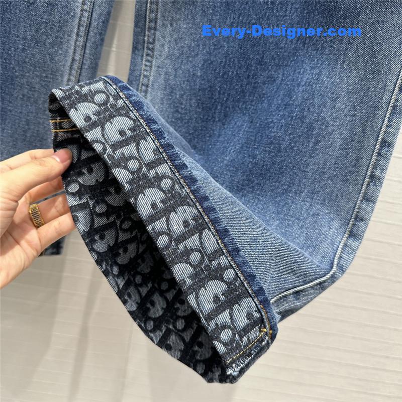 D10r old flower hem denim trousers replica clothes