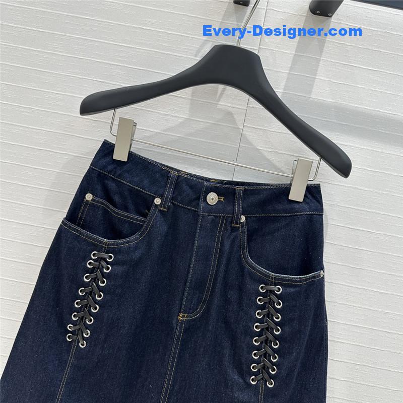 a1exa*der Mcqv*en lace-up denim skirt replica clothes
