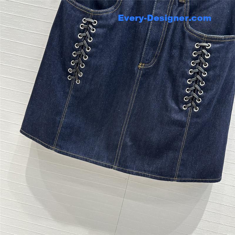 a1exa*der Mcqv*en lace-up denim skirt replica clothes