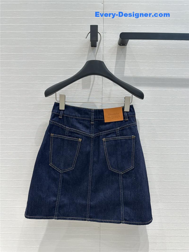 a1exa*der Mcqv*en lace-up denim skirt replica clothes