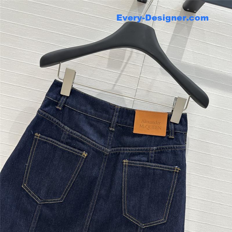 a1exa*der Mcqv*en lace-up denim skirt replica clothes