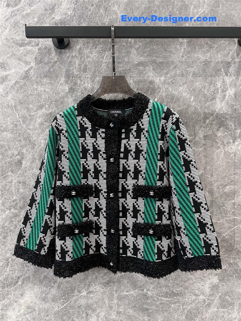 Ch**el color block knitted cardigan jacket replica d&g clothing