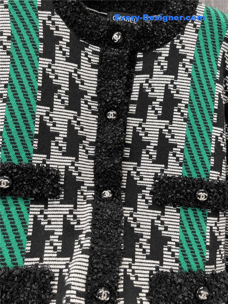 Ch**el color block knitted cardigan jacket replica d&g clothing