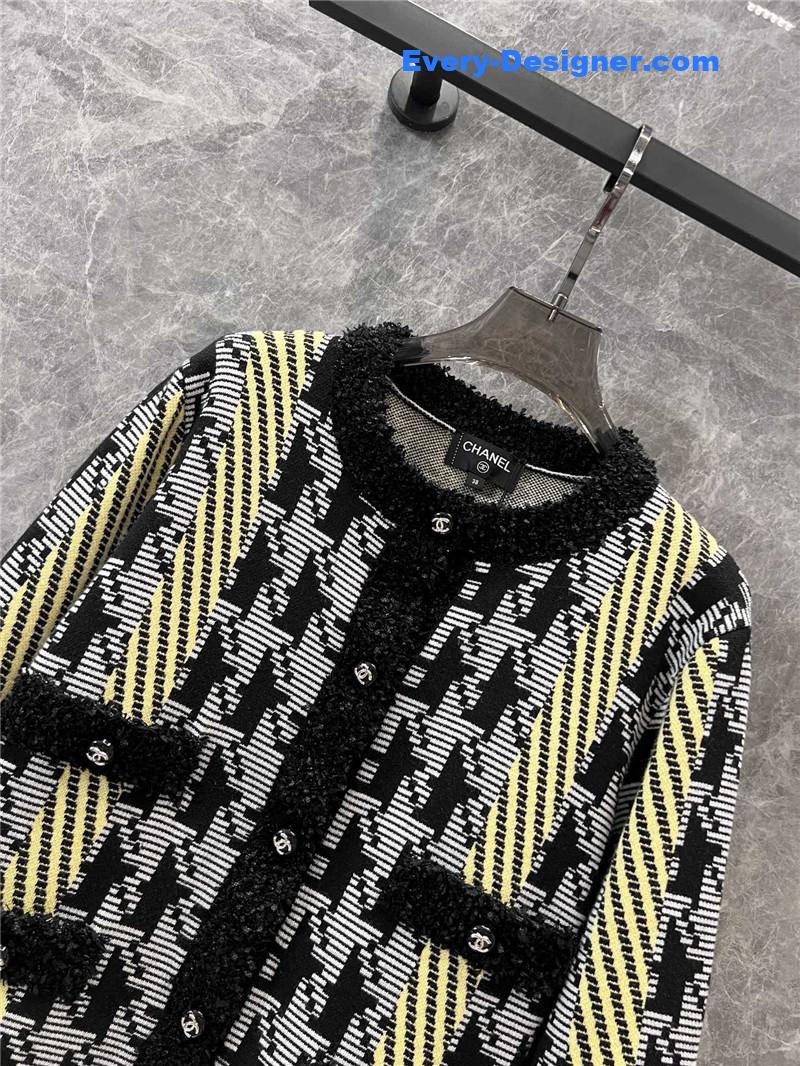 Ch**el color block knitted cardigan jacket replica d&g clothing
