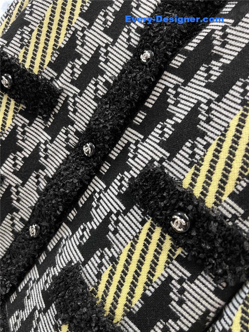 Ch**el color block knitted cardigan jacket replica d&g clothing