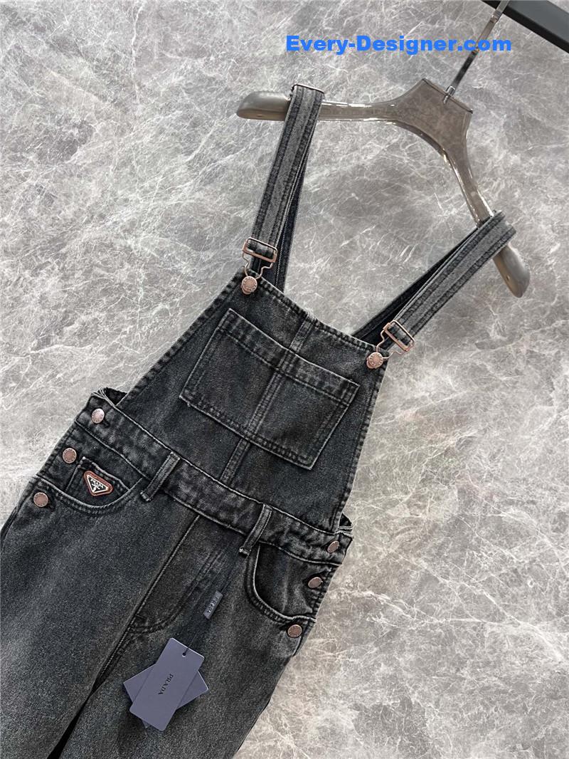 Pra*a triangle logo denim overalls replica clothing sites