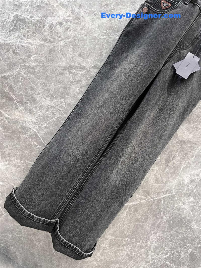 Pra*a triangle logo denim overalls replica clothing sites