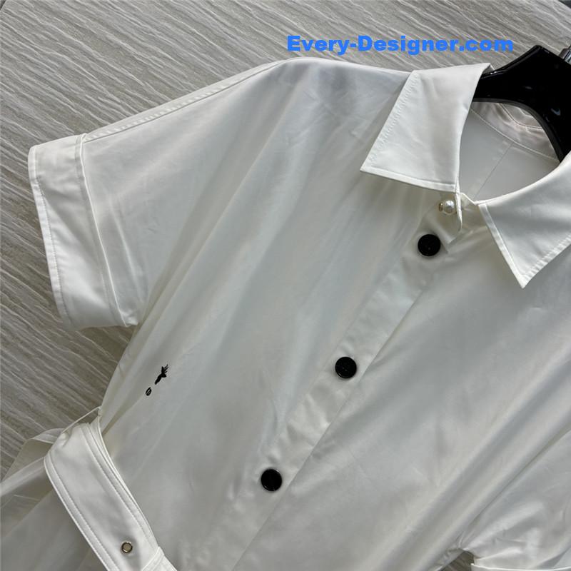 D10r lapel shirt-style button-down white dress replica clothes