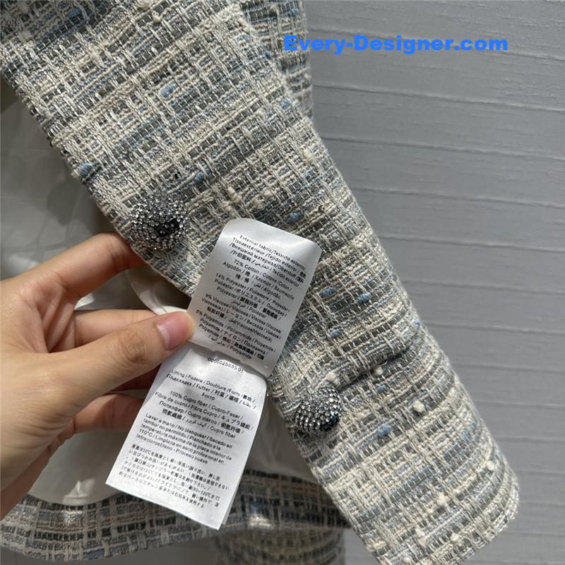 Va1e*ntin0 colorful blue sequin tweed small jacket replica clothes