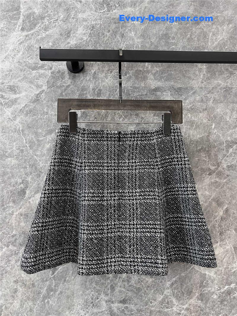 Ch**el grey plaid slub skirt replica clothing