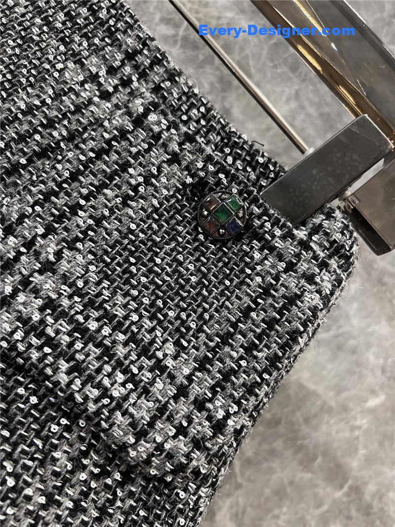 Ch**el grey plaid slub skirt replica clothing