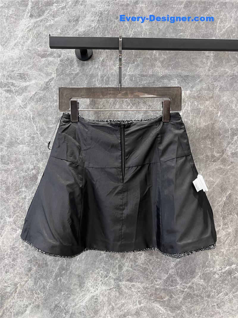 Ch**el grey plaid slub skirt replica clothing