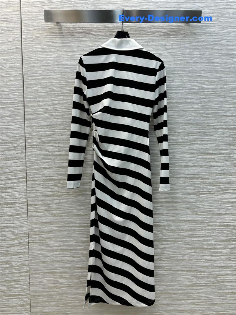 Ce1i*e polo collar horizontal striped dress replica clothes