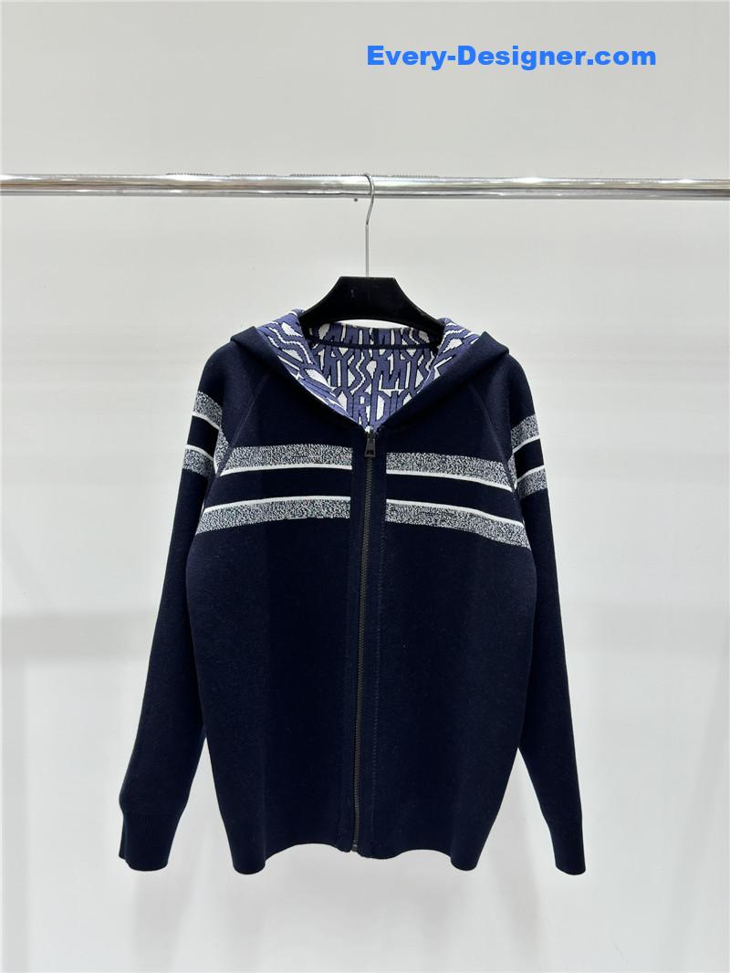 D10r jacquard knitted hooded cardigan replica designer clothes