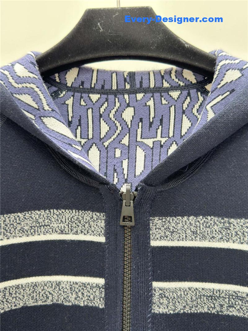 D10r jacquard knitted hooded cardigan replica designer clothes
