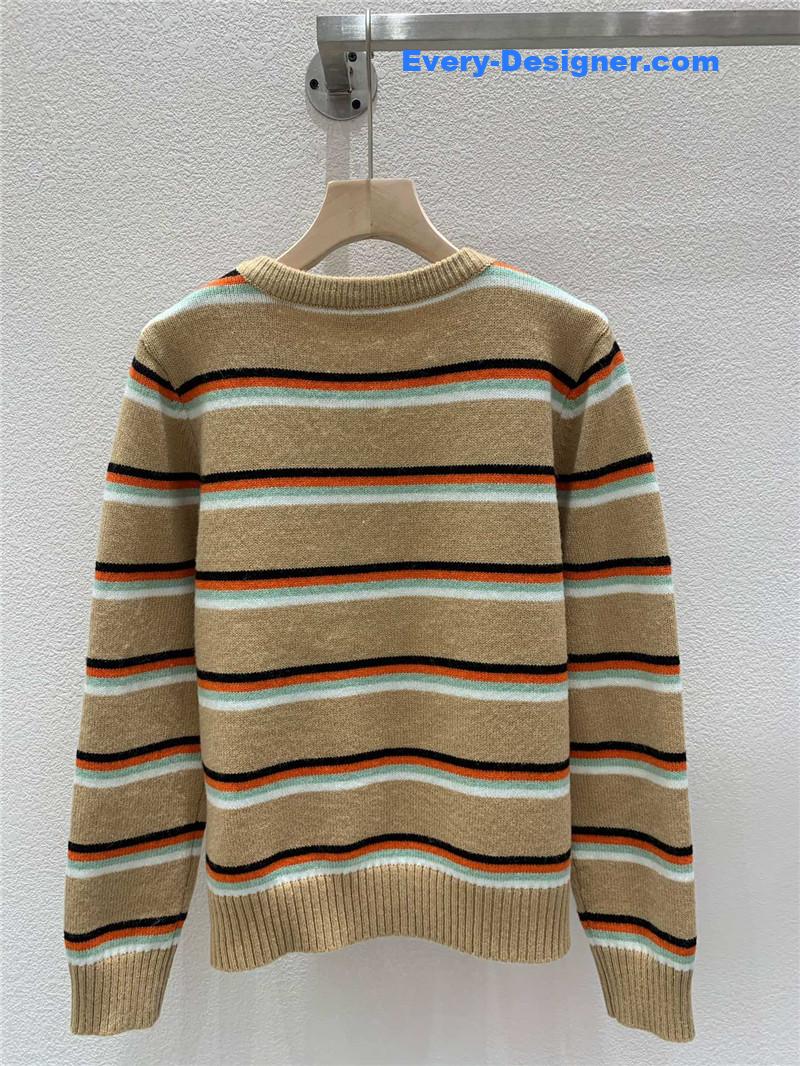 M1um1u striped round neck knitted cardigan replicas clothes