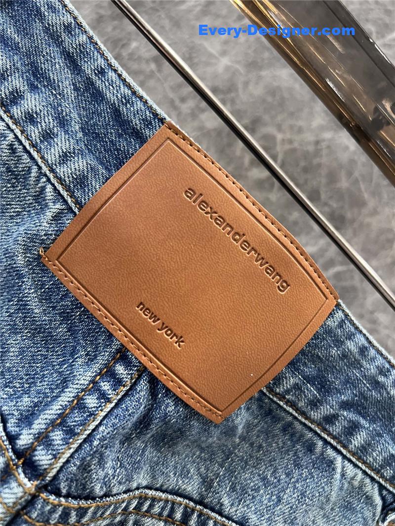 A1exa*der wang distressed logo denim trousers replica clothing