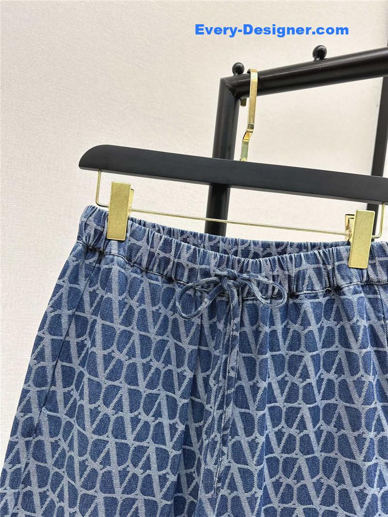 Va1e*ntin0 v jacquard denim trousers replica clothing sites