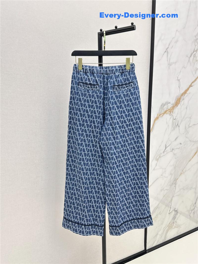 Va1e*ntin0 v jacquard denim trousers replica clothing sites