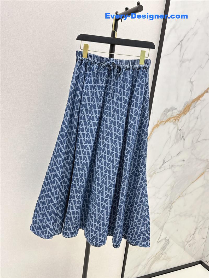 Va1e*ntin0 v jacquard denim long skirt replica d&g clothing