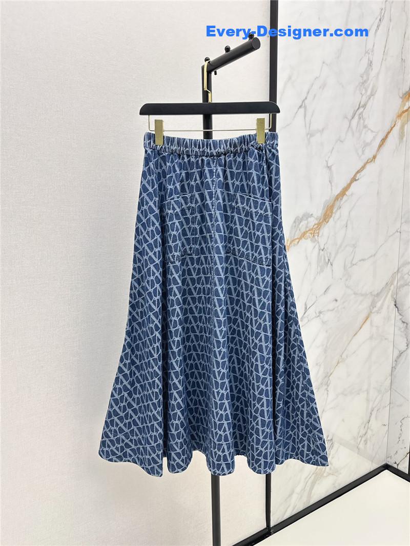 Va1e*ntin0 v jacquard denim long skirt replica d&g clothing