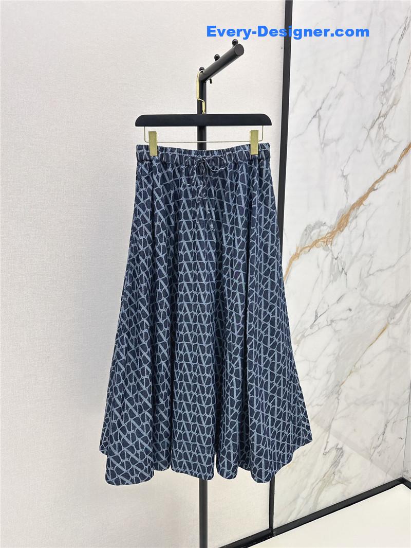Va1e*ntin0 v jacquard denim long skirt replica d&g clothing