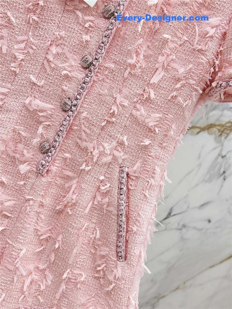 Ch**el fringed woven fabric jumpsuit replica d&g clothing