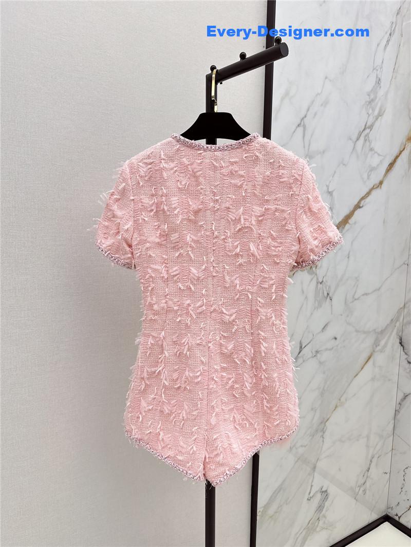 Ch**el fringed woven fabric jumpsuit replica d&g clothing