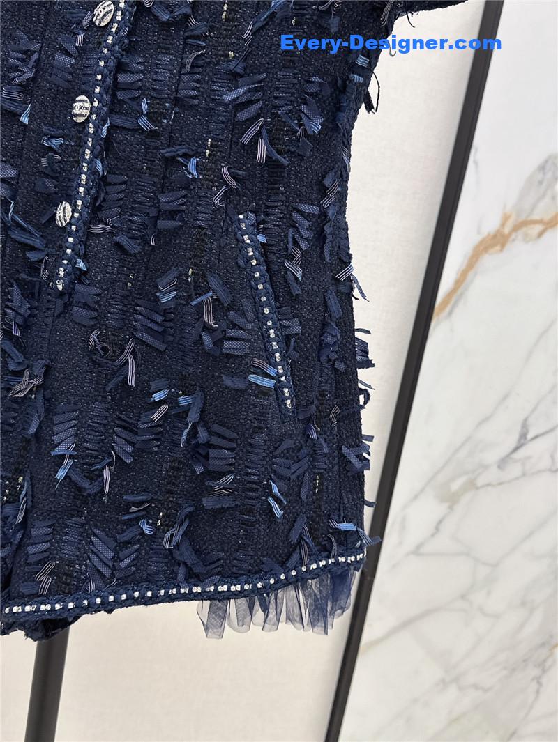 Ch**el fringed woven fabric jumpsuit replica d&g clothing