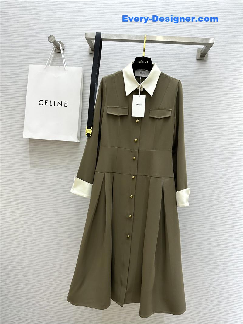 Ce1i*e contrast lapel dress replica clothing sites