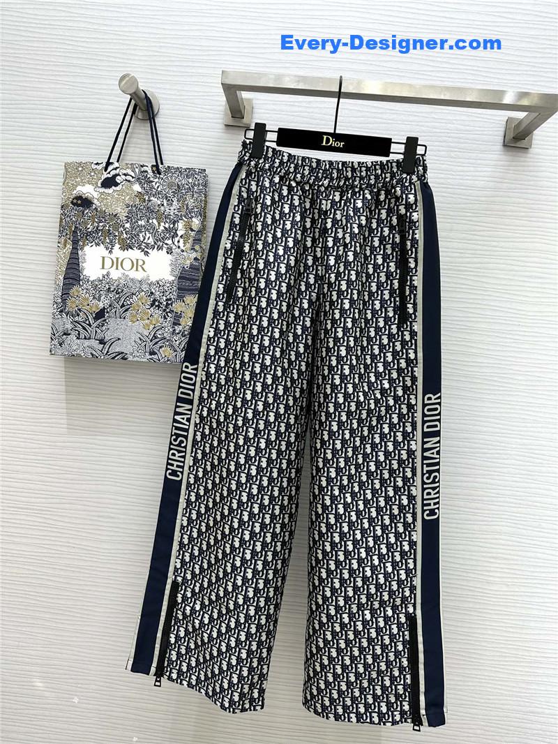 D10r old flower elastic waist straight pants replica clothes