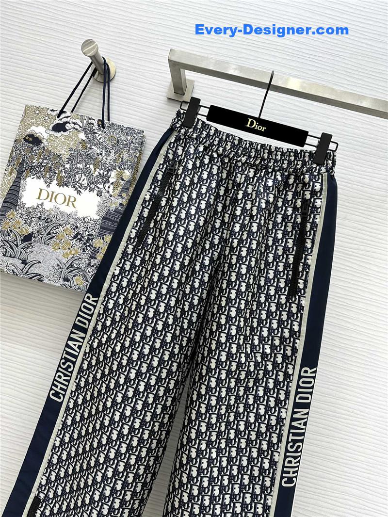 D10r old flower elastic waist straight pants replica clothes