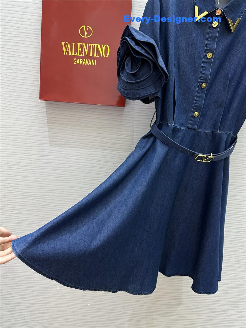 Va1e*ntin0 short sleeve denim dress replica clothes