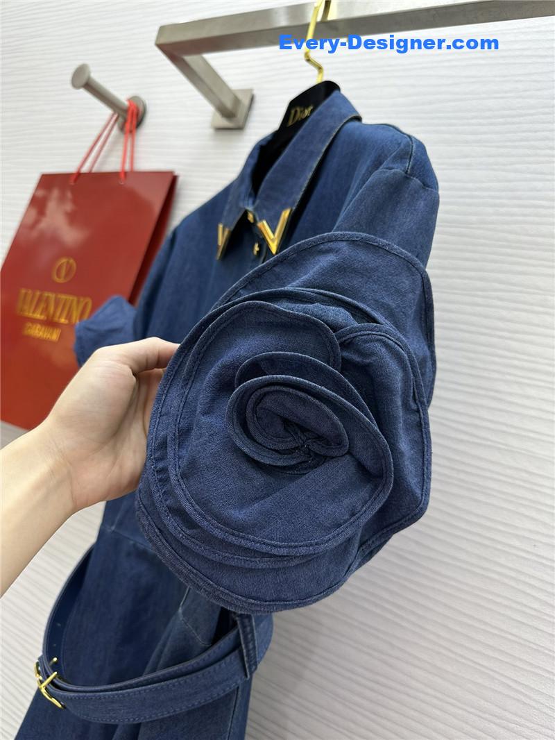 Va1e*ntin0 short sleeve denim dress replica clothes