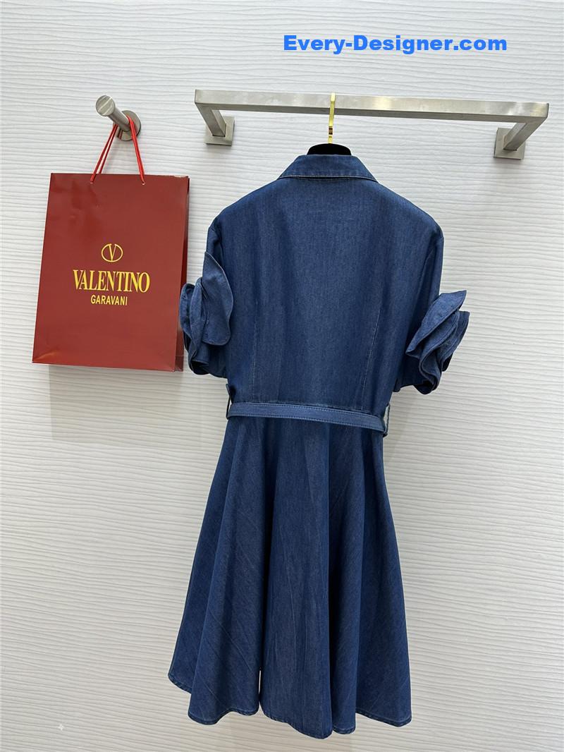 Va1e*ntin0 short sleeve denim dress replica clothes