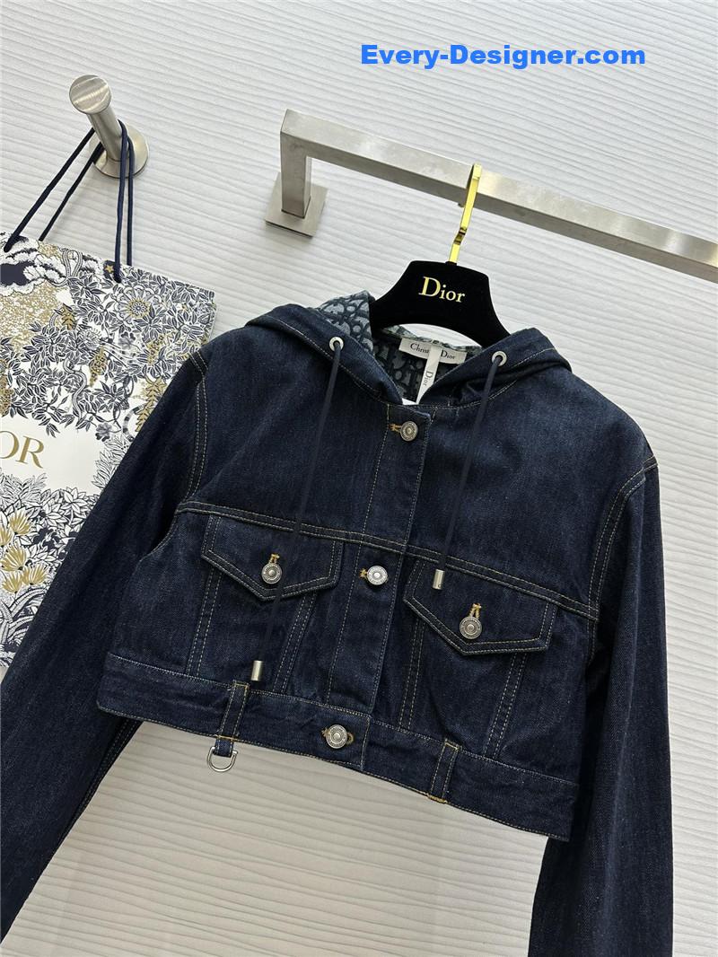 D10r monogram cropped denim hooded jacket replica d&g clothing