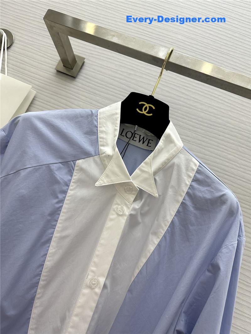 L0ew* blue patchwork irregular shirt dress replica clothes