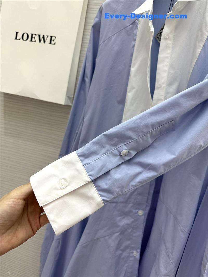 L0ew* blue patchwork irregular shirt dress replica clothes