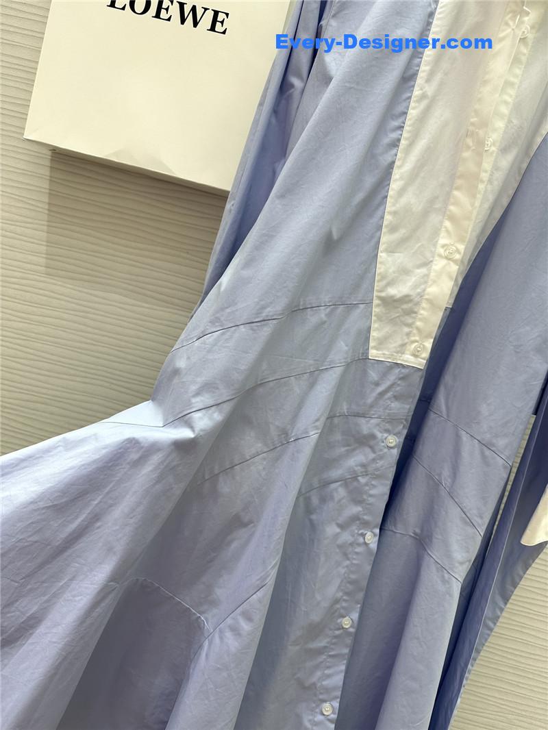 L0ew* blue patchwork irregular shirt dress replica clothes