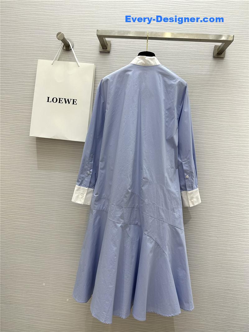 L0ew* blue patchwork irregular shirt dress replica clothes