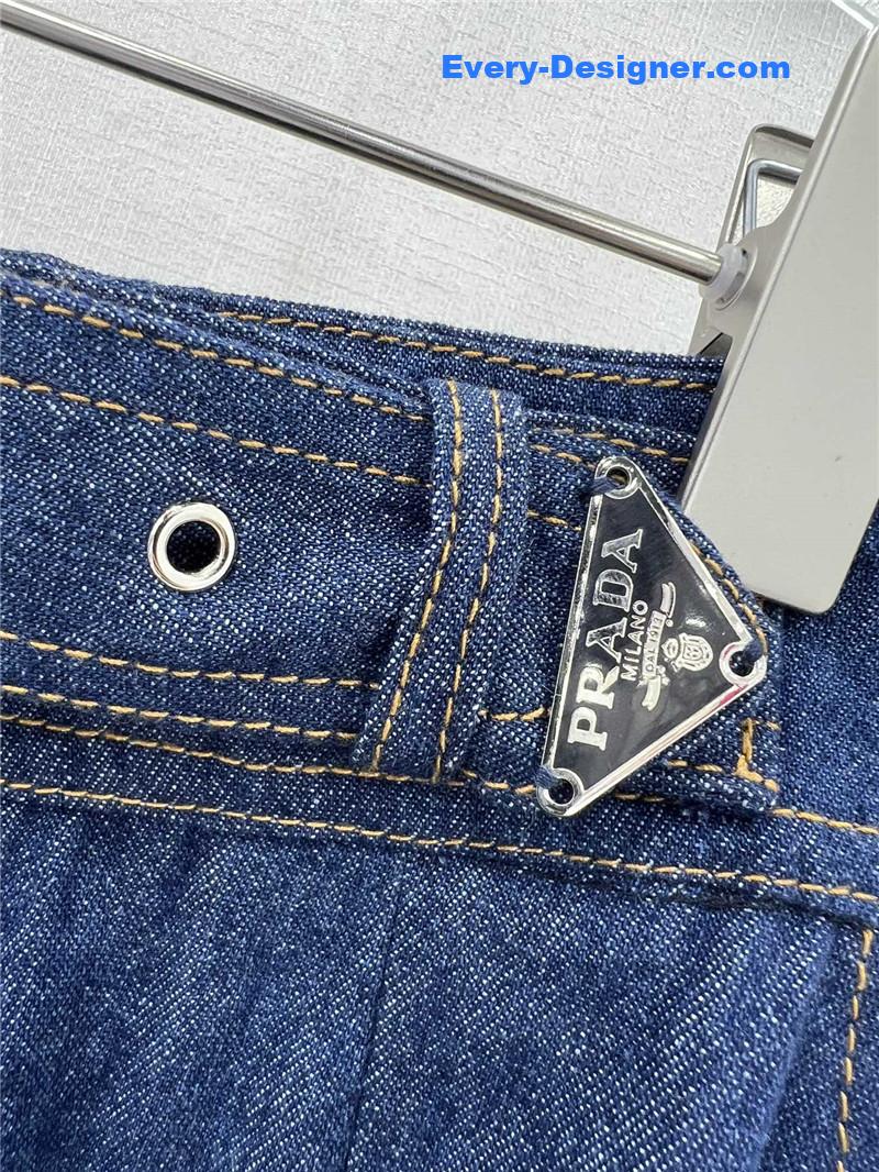 Pra*a triangle logo denim skirt replica clothing sites