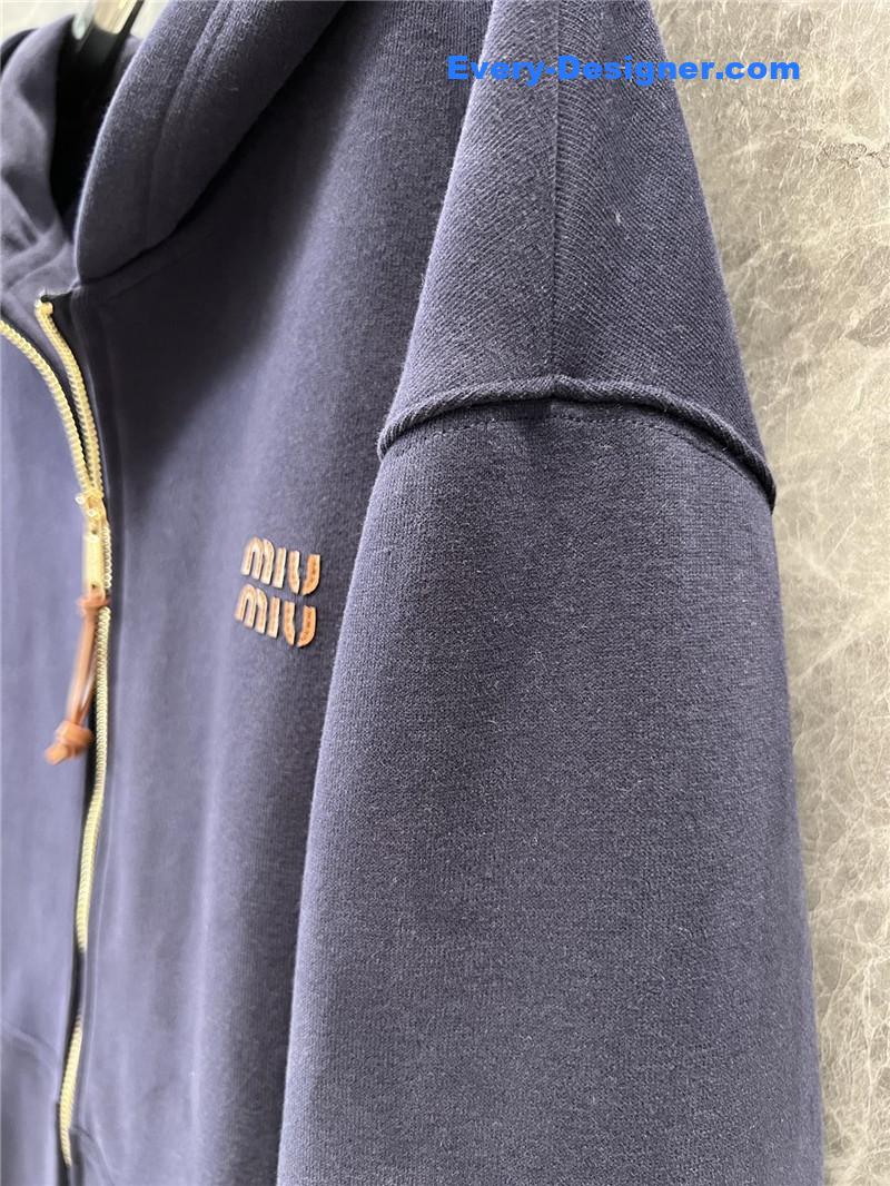 M1um1u loose zipper hooded jacket replica clothing sites