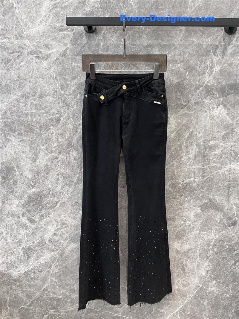 M1um1u flared rhinestone jeans replica clothing sites