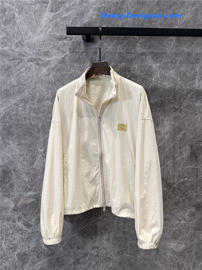 M1um1u zipper jacket + sports shorts set replica clothes