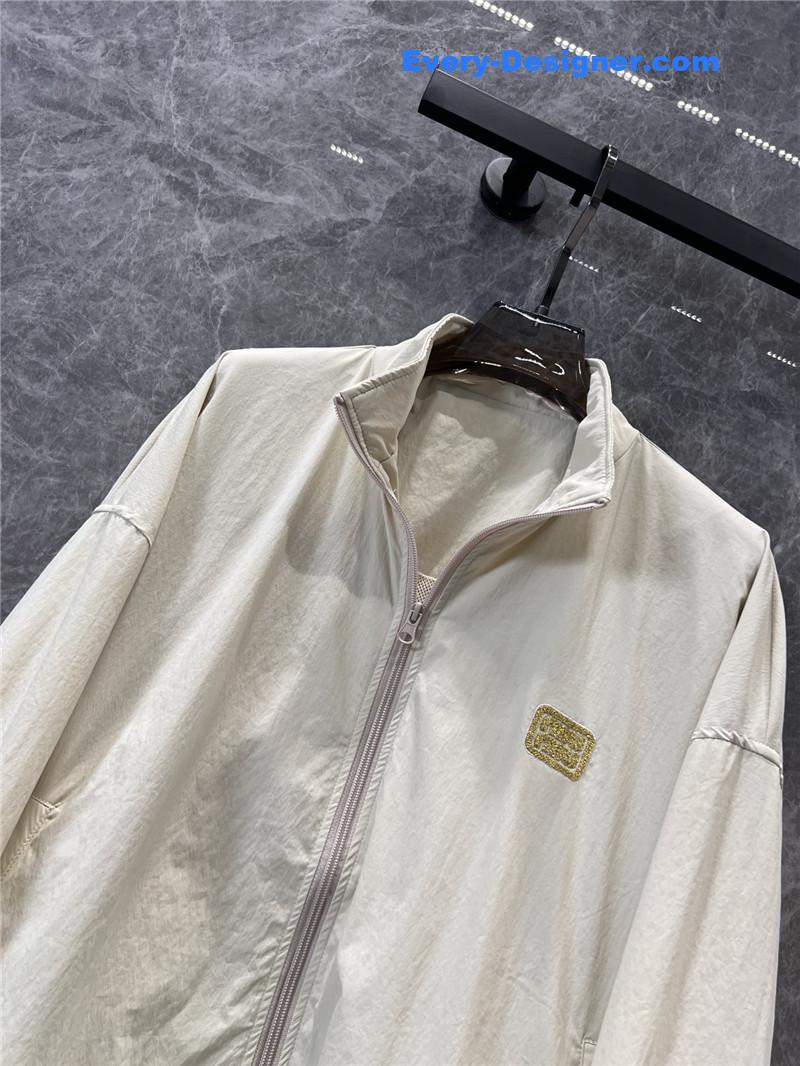 M1um1u zipper jacket + sports shorts set replica clothes