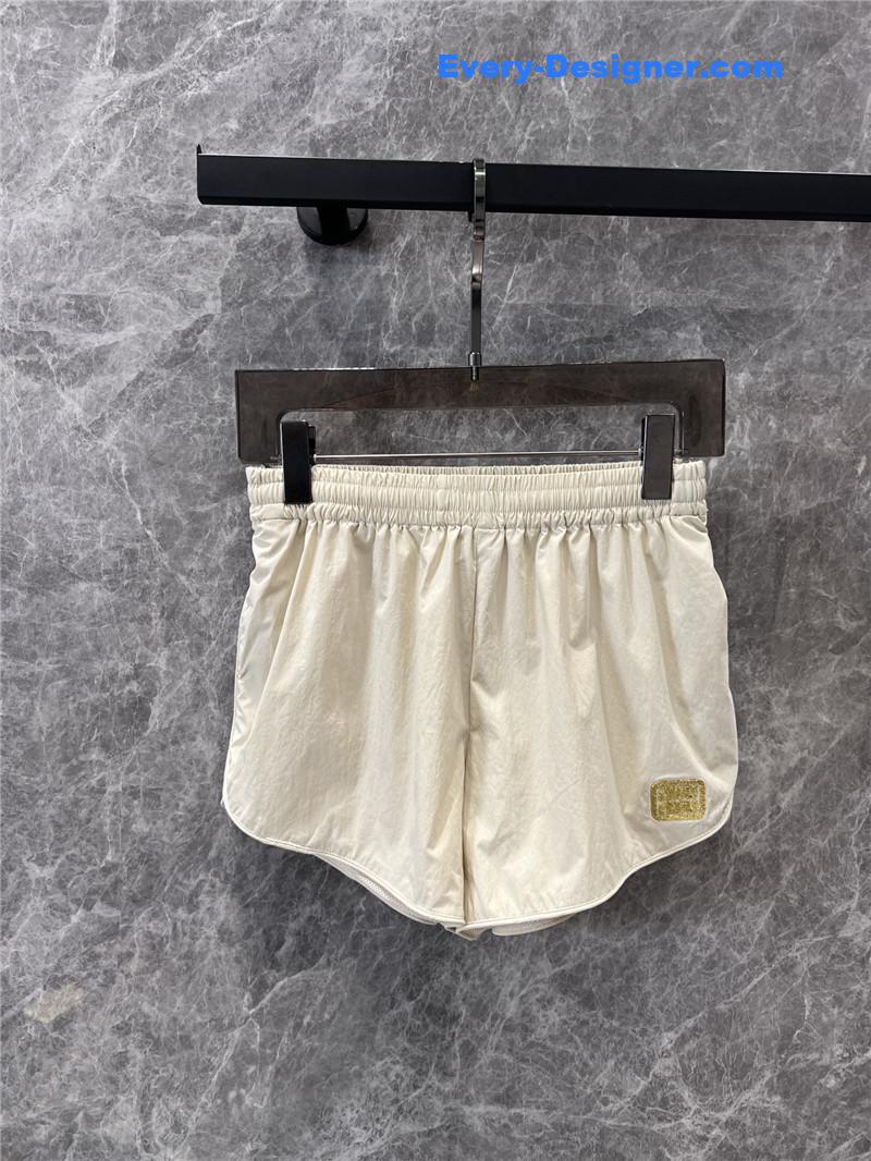 M1um1u zipper jacket + sports shorts set replica clothes