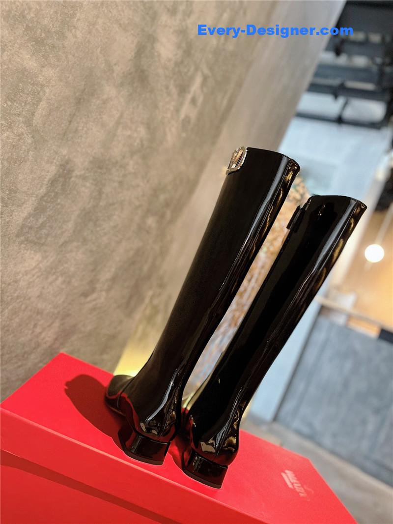 Va1e*ntin0 garavani vlogo patent leather knee-high boots