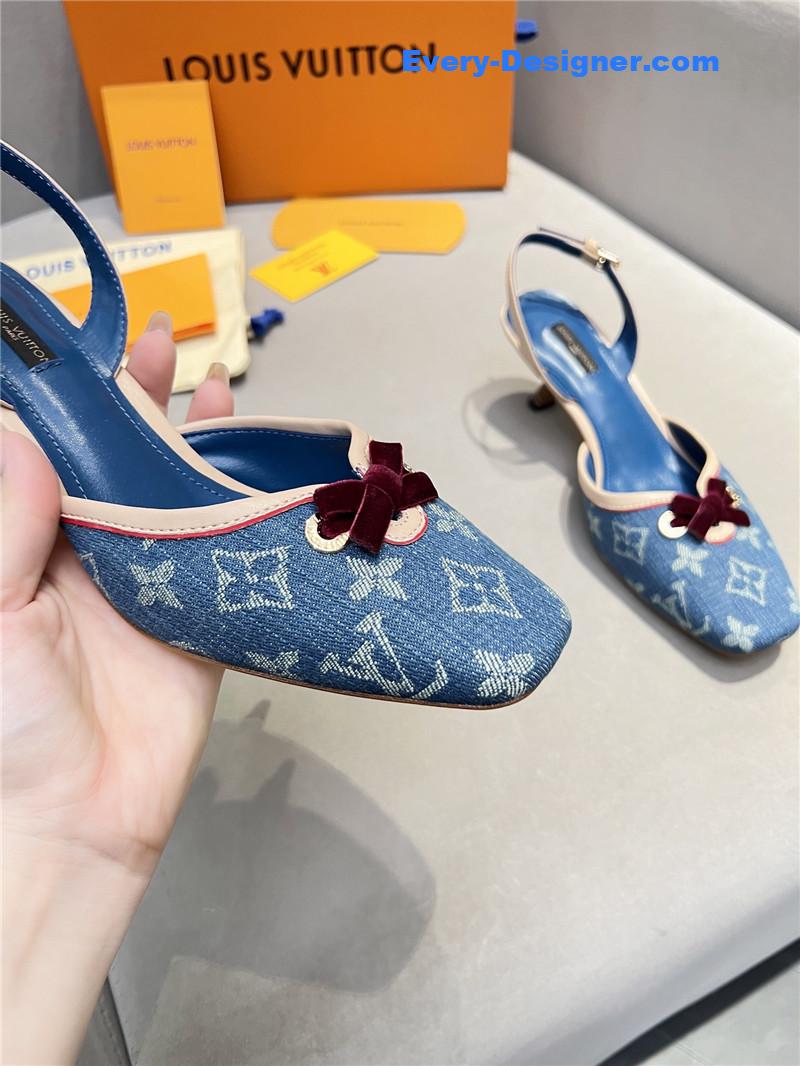 l0vis Vvtt0n neo slingbacks monogram denim blue pumps