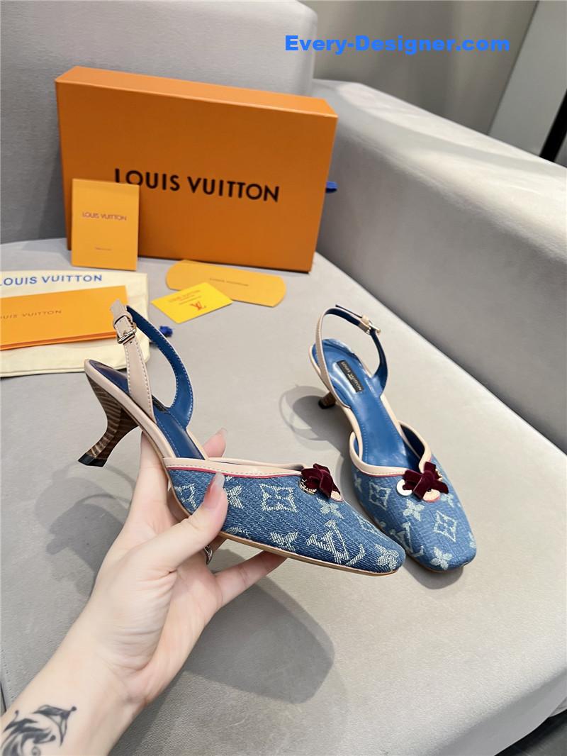 l0vis Vvtt0n neo slingbacks monogram denim blue pumps